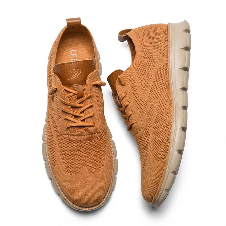 Men's Breathable Mesh Lace-Up Casual Trainers - Camello