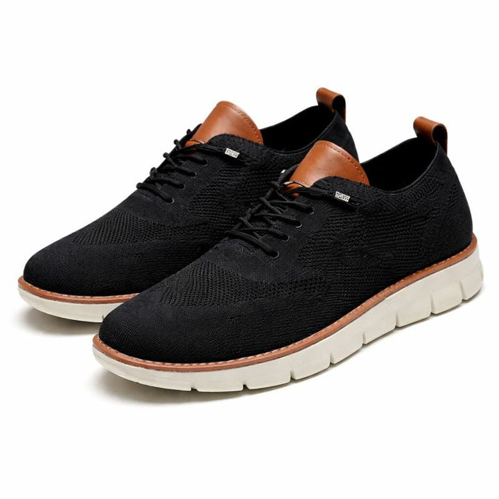 Men's Breathable Mesh Lace-Up Casual Trainers - Negro