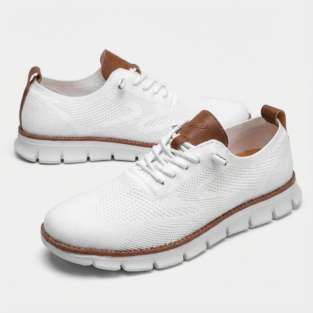 Men's Breathable Mesh Lace-Up Casual Trainers - Blanco