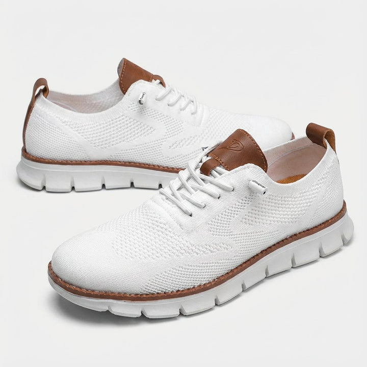 Men's Breathable Mesh Lace-Up Casual Trainers - Blanco