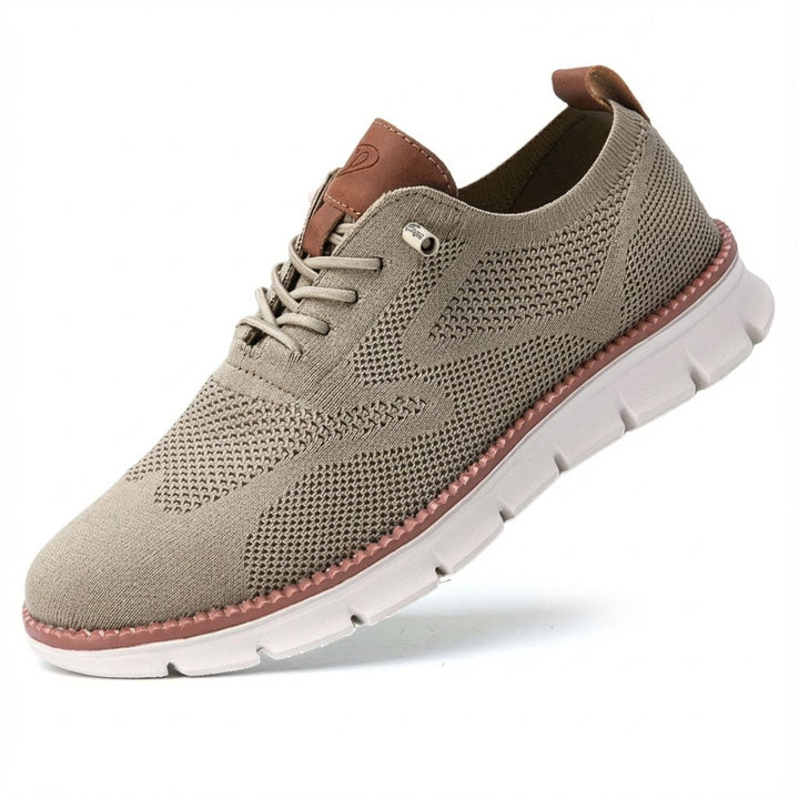 Men's Breathable Mesh Lace-Up Casual Trainers - Caqui