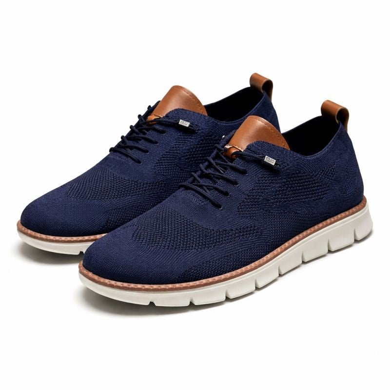 Men's Breathable Mesh Lace-Up Casual Trainers - Azul marino