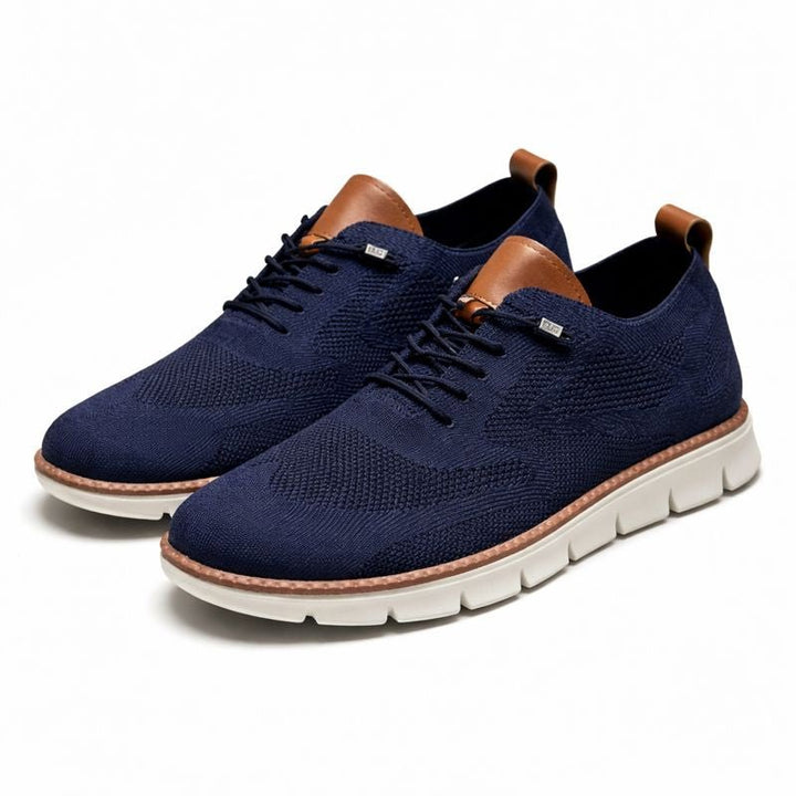 Men's Breathable Mesh Lace-Up Casual Trainers - Azul marino