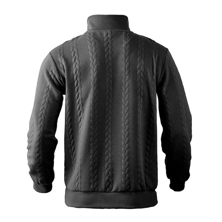 Men's Cable Knit Sweater Quarter-Zip Pullover Jumper