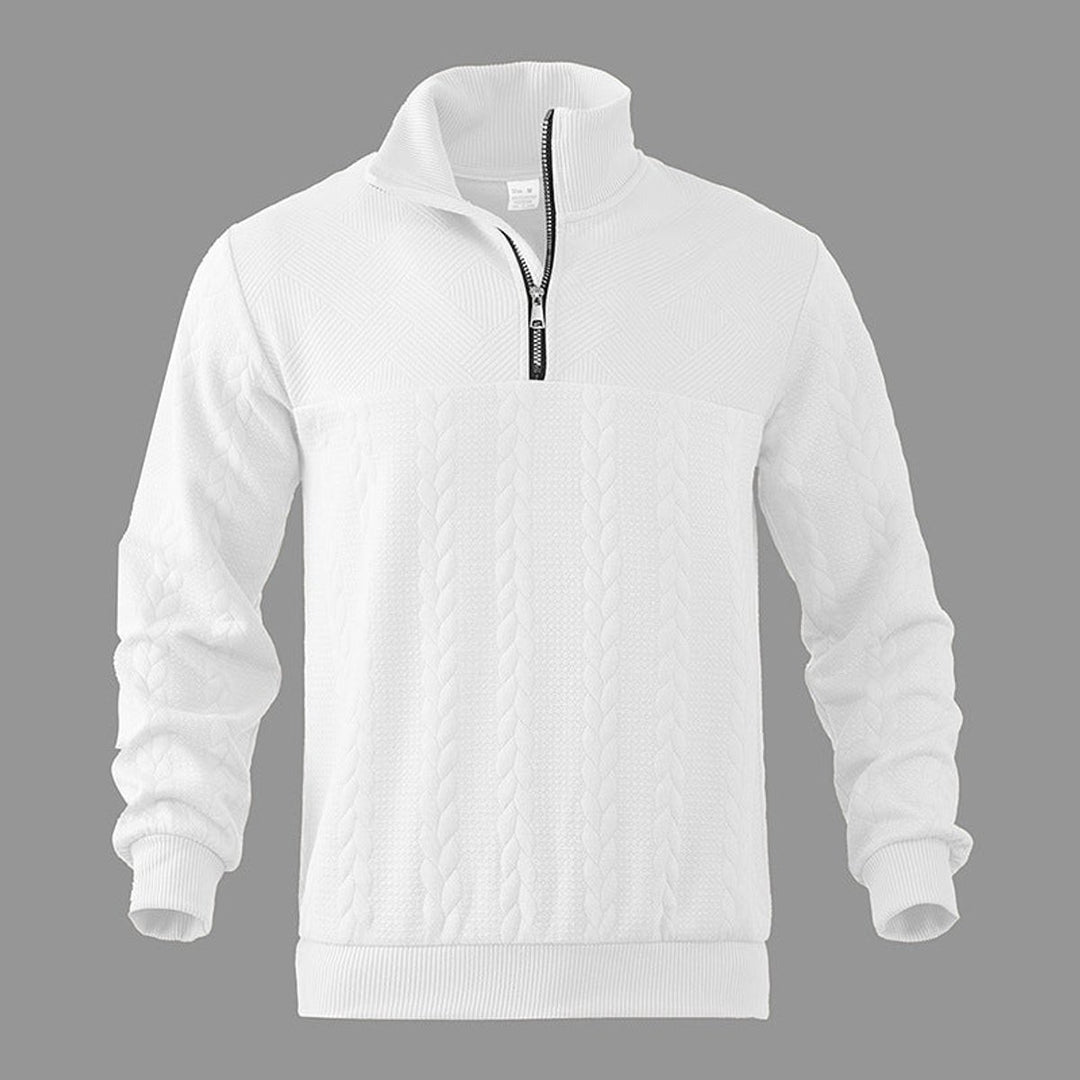 Men's Cable Knit Sweater Quarter-Zip Pullover Jumper