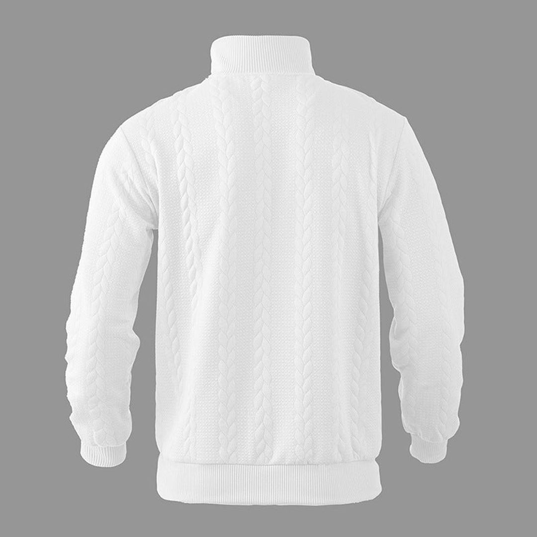 Men's Cable Knit Sweater Quarter-Zip Pullover Jumper