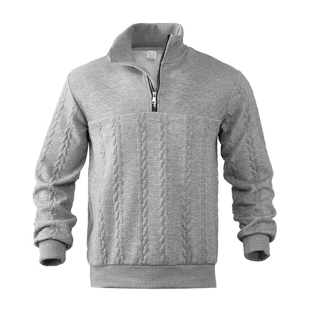 Men's Cable Knit Sweater Quarter-Zip Pullover Jumper