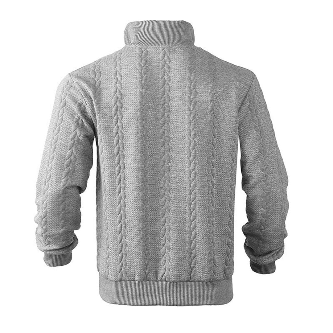 Men's Cable Knit Sweater Quarter-Zip Pullover Jumper