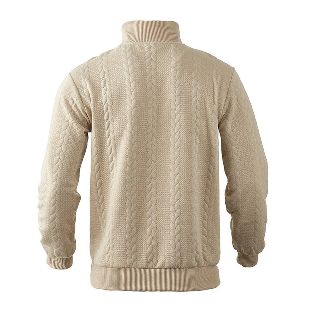 Men's Cable Knit Sweater Quarter-Zip Pullover Jumper