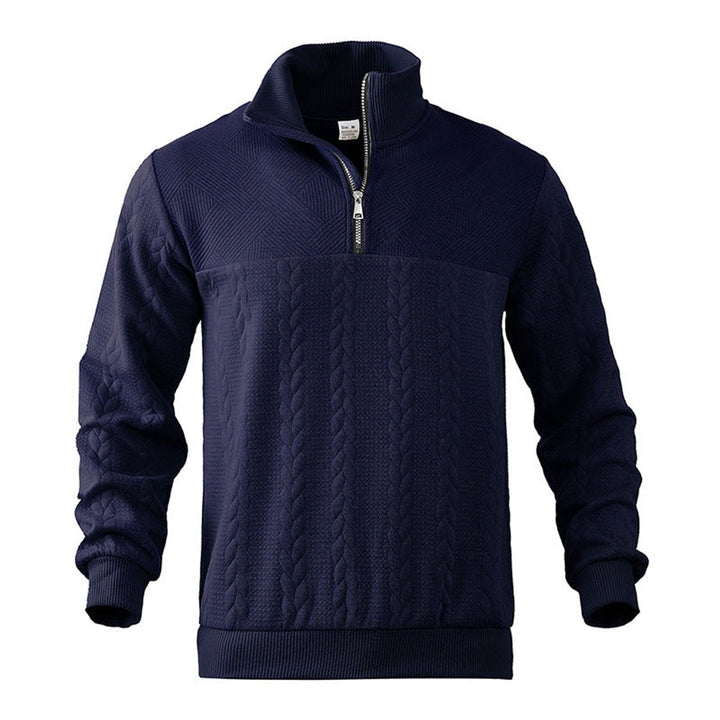 Men's Cable Knit Sweater Quarter-Zip Pullover Jumper