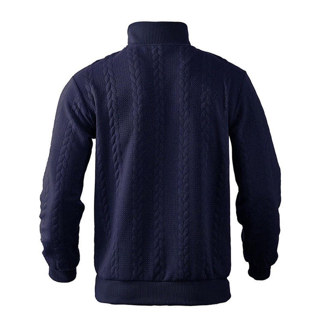 Men's Cable Knit Sweater Quarter-Zip Pullover Jumper