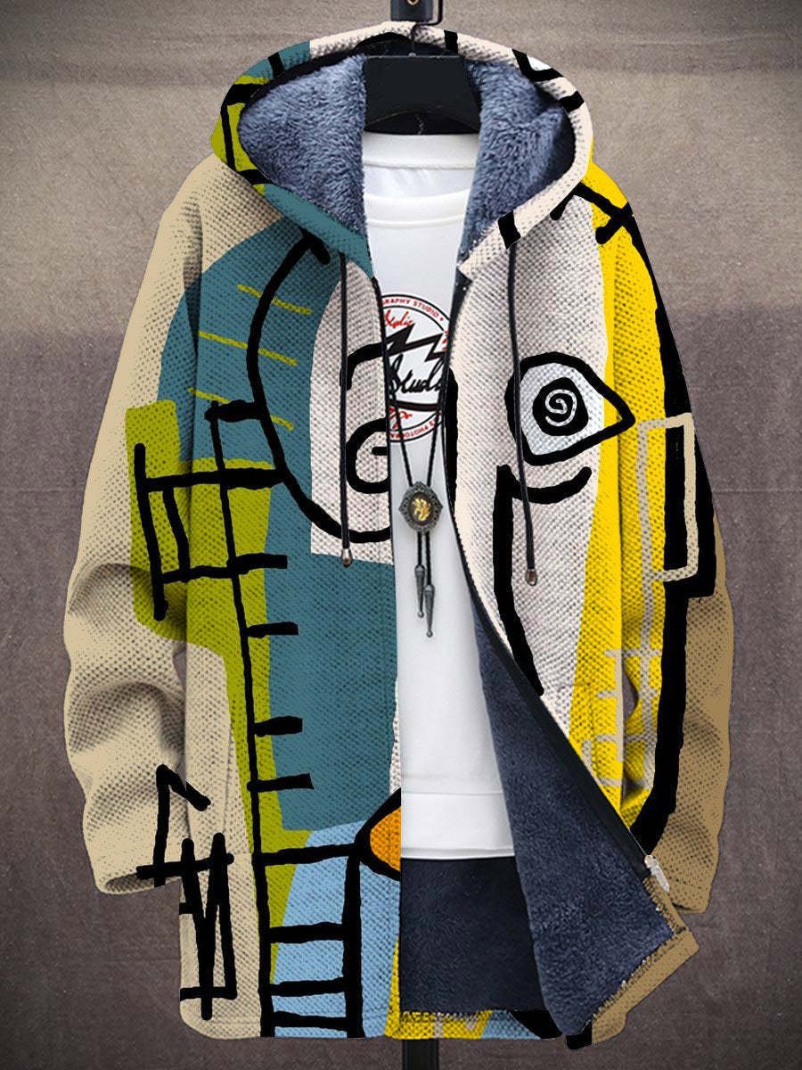 Mens Cardigan Fleece-Lined Zip-Up Hoodie Abstract Art Print - Multicoloured