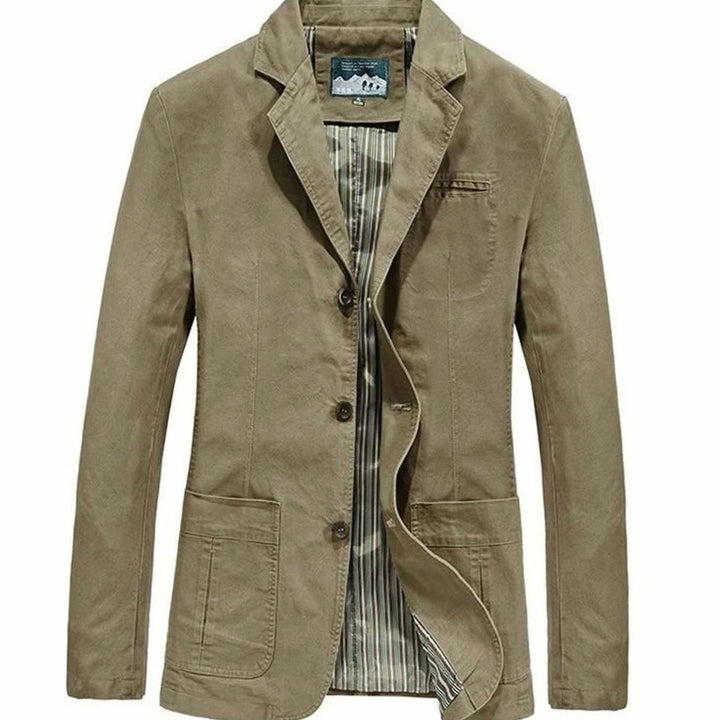 Men's Casual Lightweight Cotton Blazer Mens Coat - Khaki