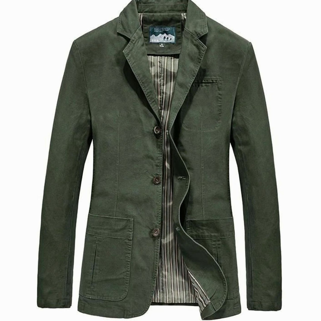 Men's Casual Lightweight Cotton Blazer Mens Coat - Army Green