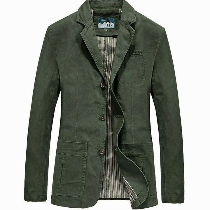 Men's Casual Lightweight Cotton Blazer Mens Coat - Army Green