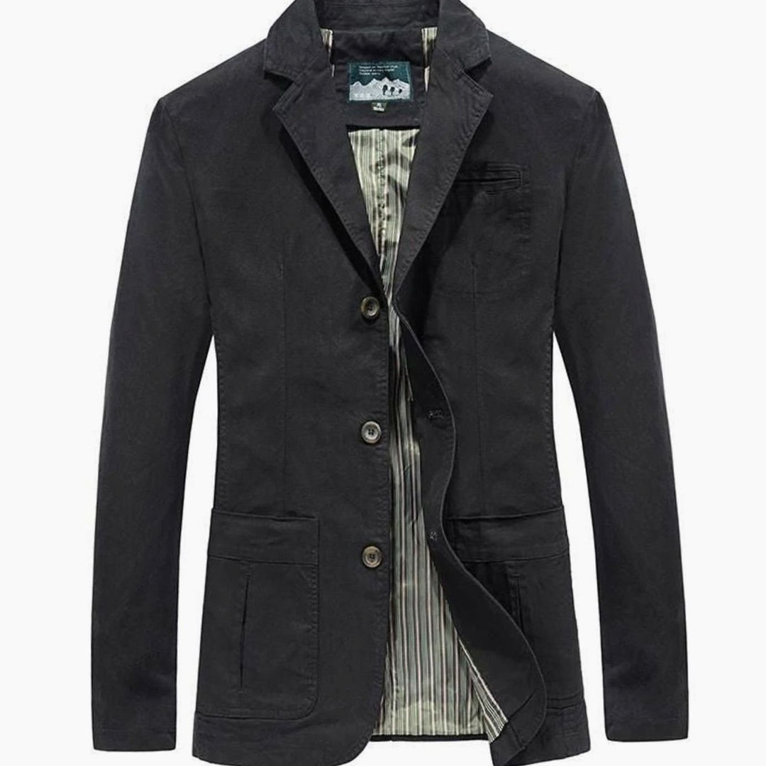 Men's Casual Lightweight Cotton Blazer Mens Coat - Black