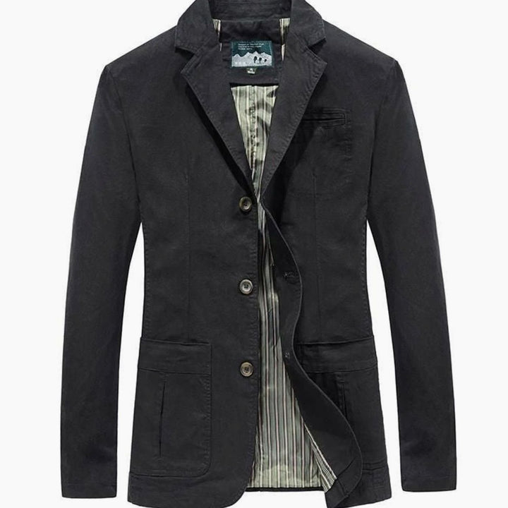 Men's Casual Lightweight Cotton Blazer Mens Coat - Black