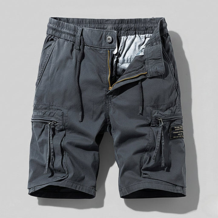 Men's Combat Work Cargo Shorts Multi-Pocket Elastic Waistband - Gray