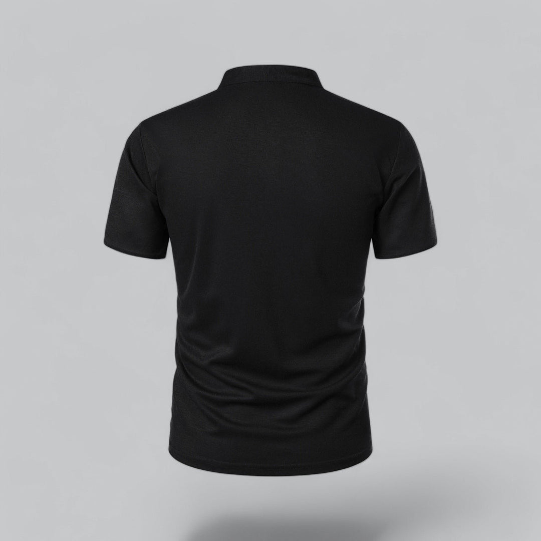 Men's Cotton Mandarin Collar Three-Button Polo Shirt