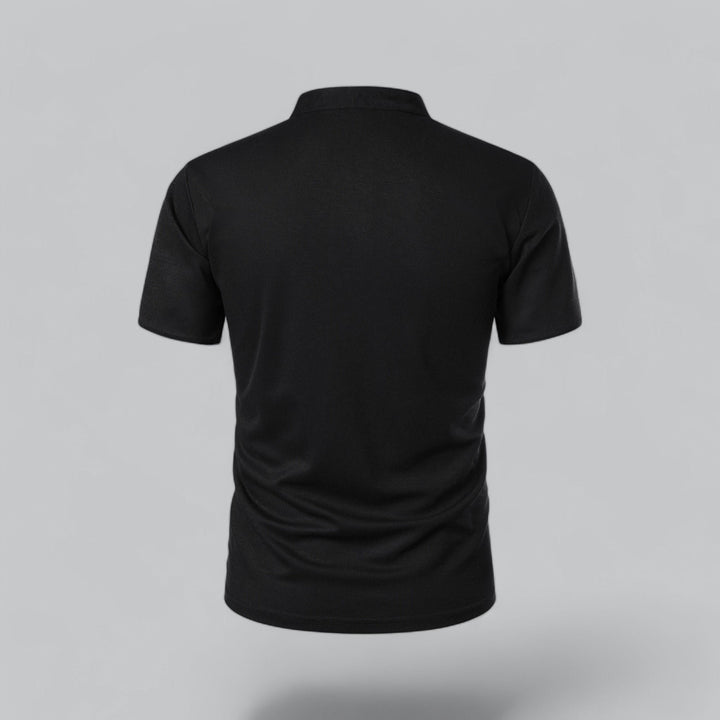 Men's Cotton Mandarin Collar Three-Button Polo Shirt