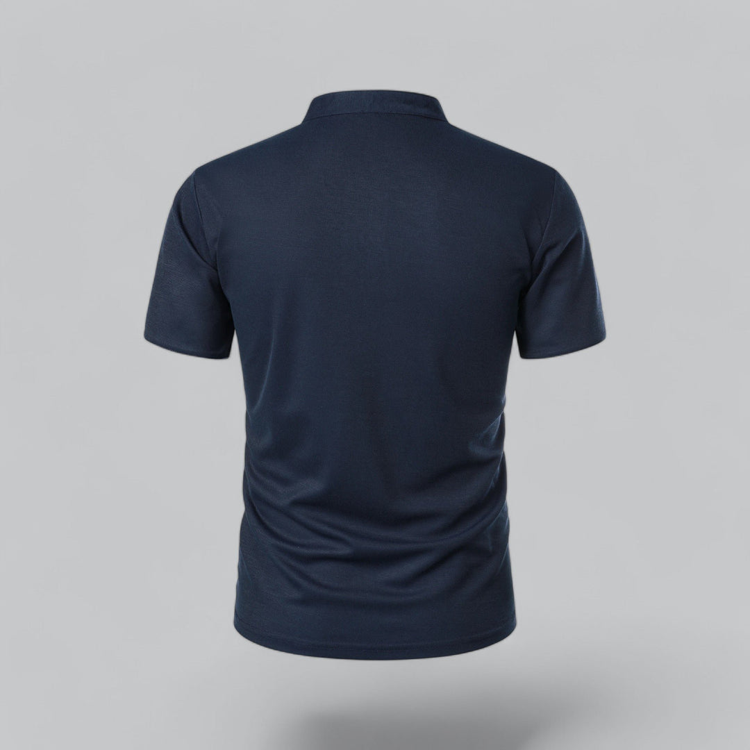 Men's Cotton Mandarin Collar Three-Button Polo Shirt