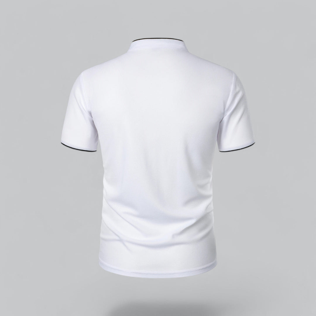 Men's Cotton Mandarin Collar Three-Button Polo Shirt
