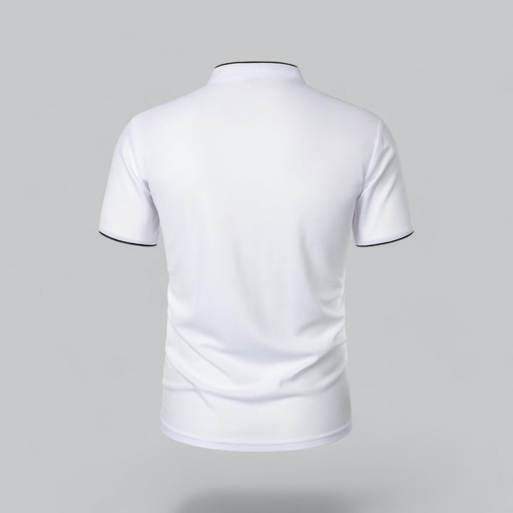 Men's Cotton Mandarin Collar Three-Button Polo Shirt