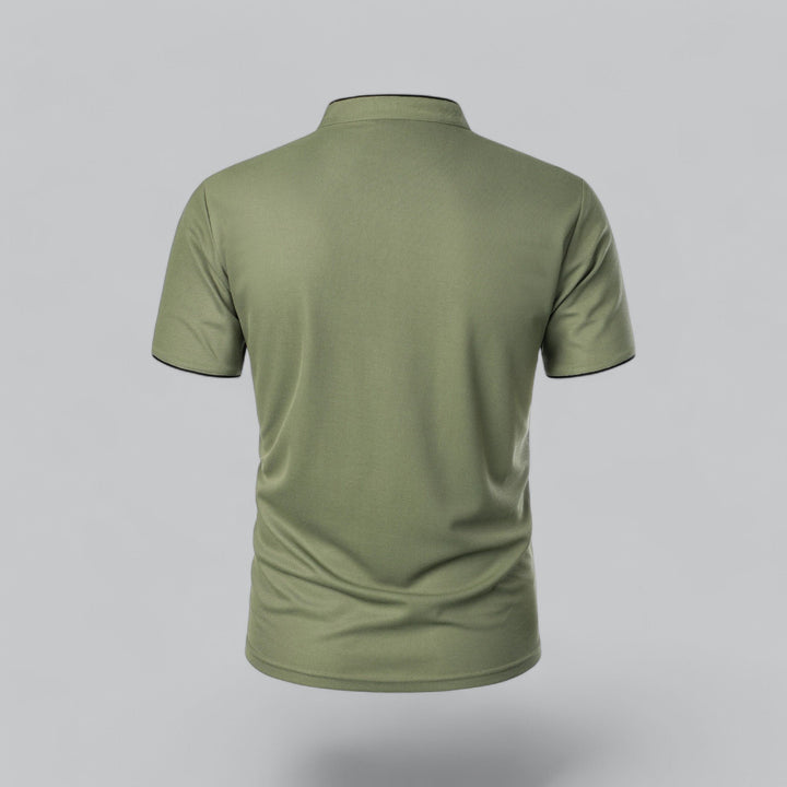 Men's Cotton Mandarin Collar Three-Button Polo Shirt