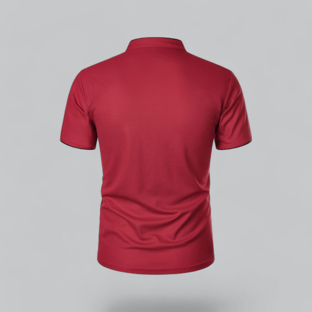 Men's Cotton Mandarin Collar Three-Button Polo Shirt