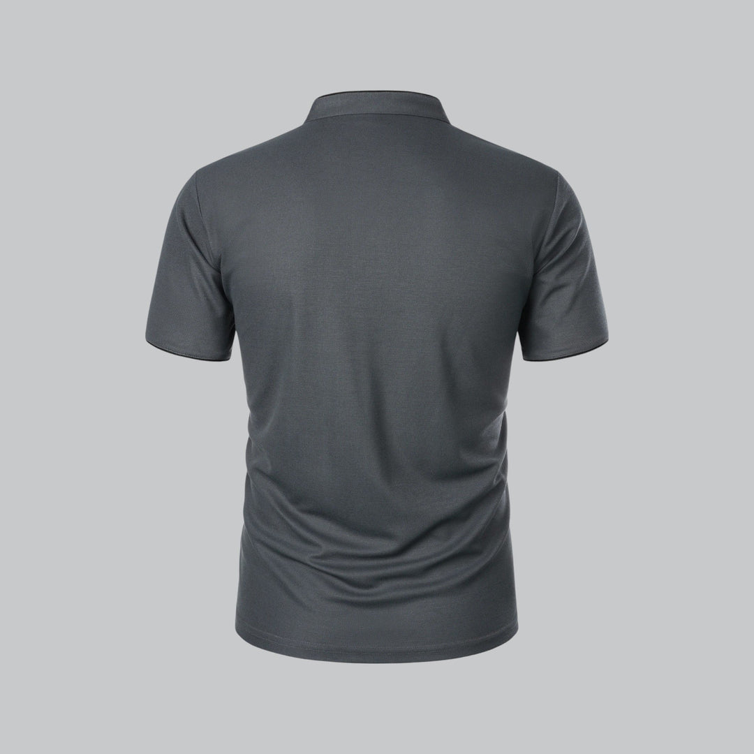 Men's Cotton Mandarin Collar Three-Button Polo Shirt