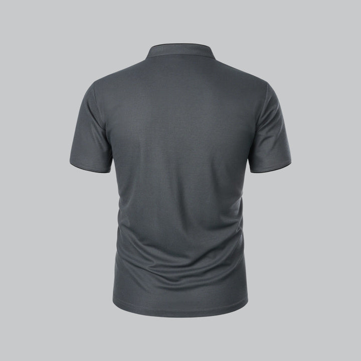 Men's Cotton Mandarin Collar Three-Button Polo Shirt