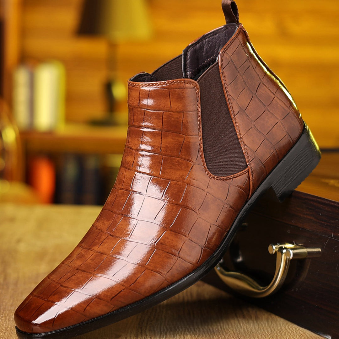 Men's Croc-Embossed Slip-On Chelsea Boots