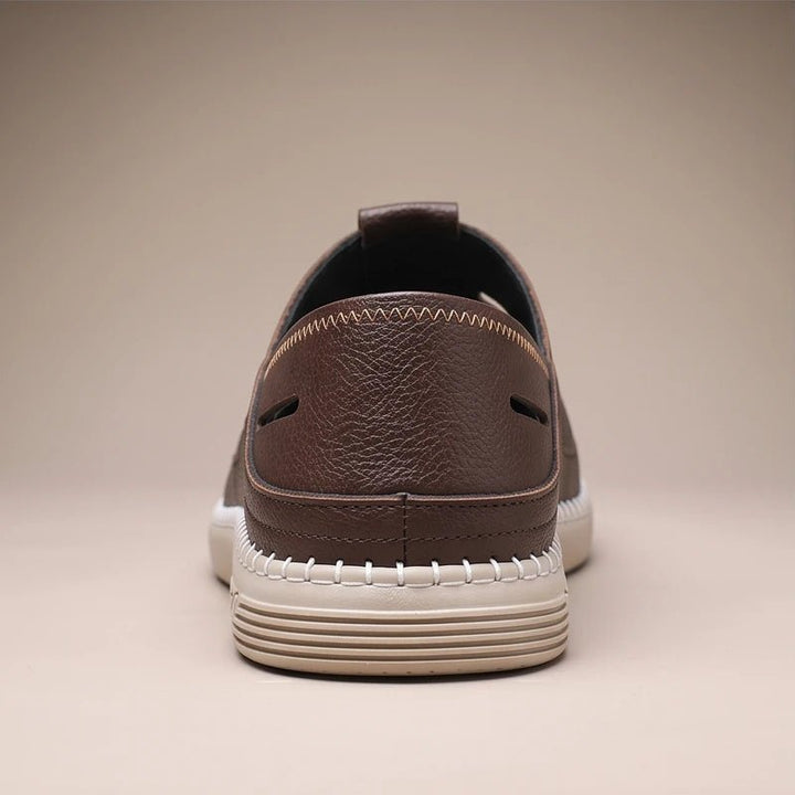 Men's Fisherman Sandals Genuine Leather Slip-On Brown