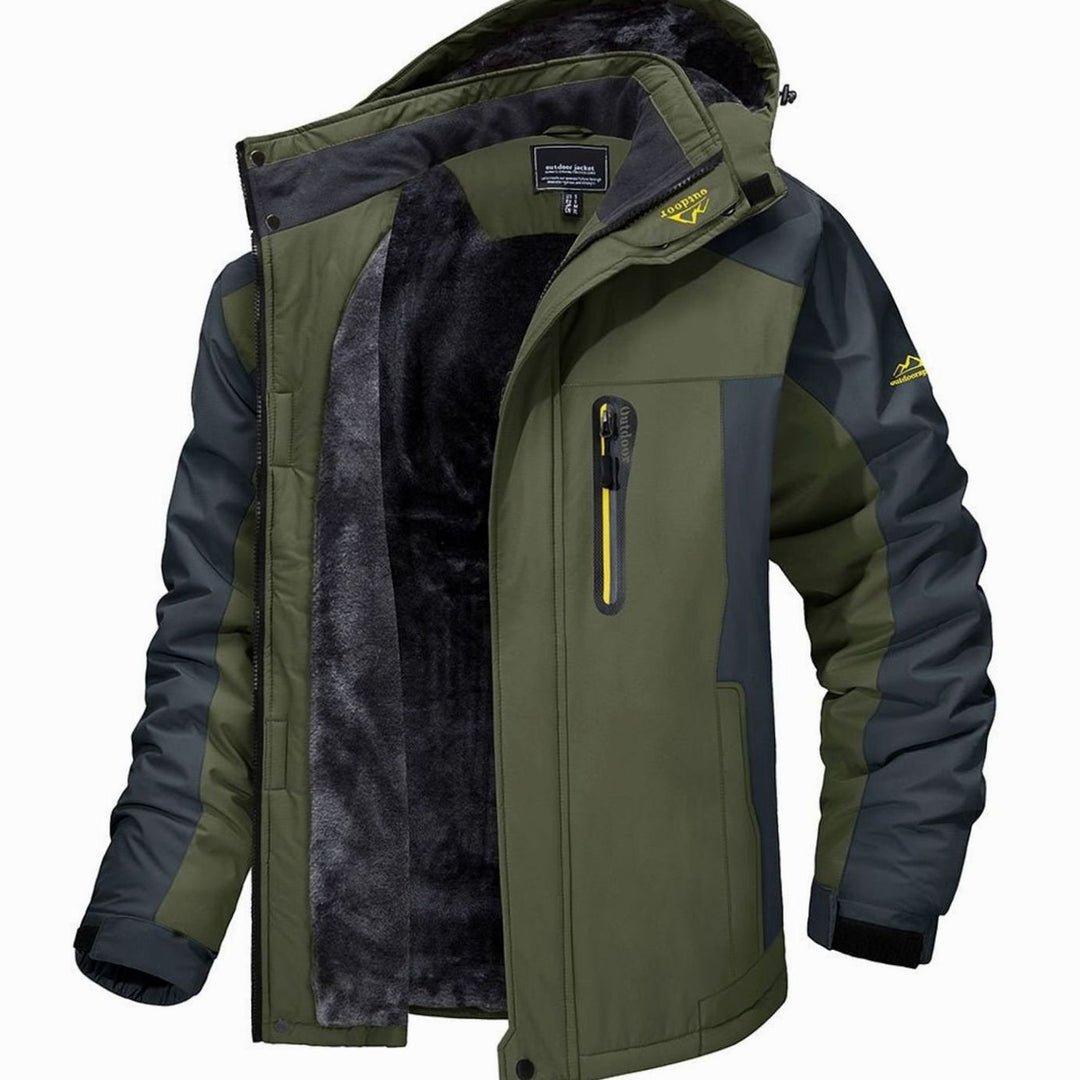 Men's Fleece-Lined Hooded Heavy-Duty Winter Jackets - Army Green