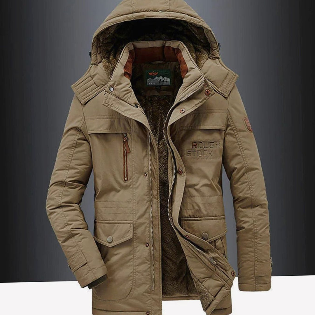 Men's Fleece-Lined Hooded Heavy-Duty Winter Jackets - Brown