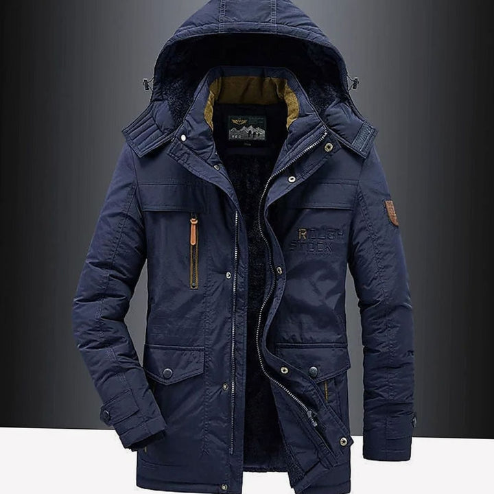 Men's Fleece-Lined Hooded Heavy-Duty Winter Jackets - Blue