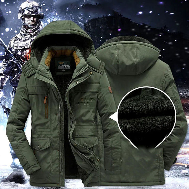 Men's Fleece-Lined Hooded Heavy-Duty Winter Jackets - Green