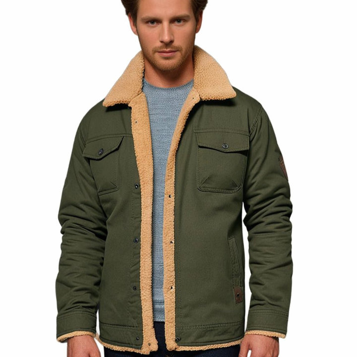 Men's Fleece-Lined Sherpa Collar Casual Jacket