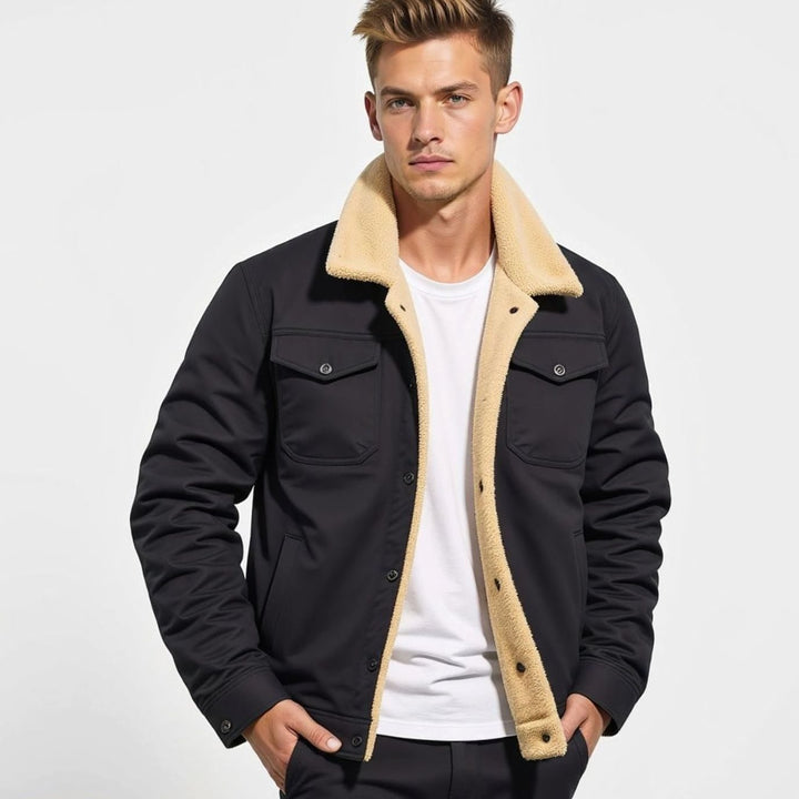 Men's Fleece-Lined Sherpa Collar Casual Jacket