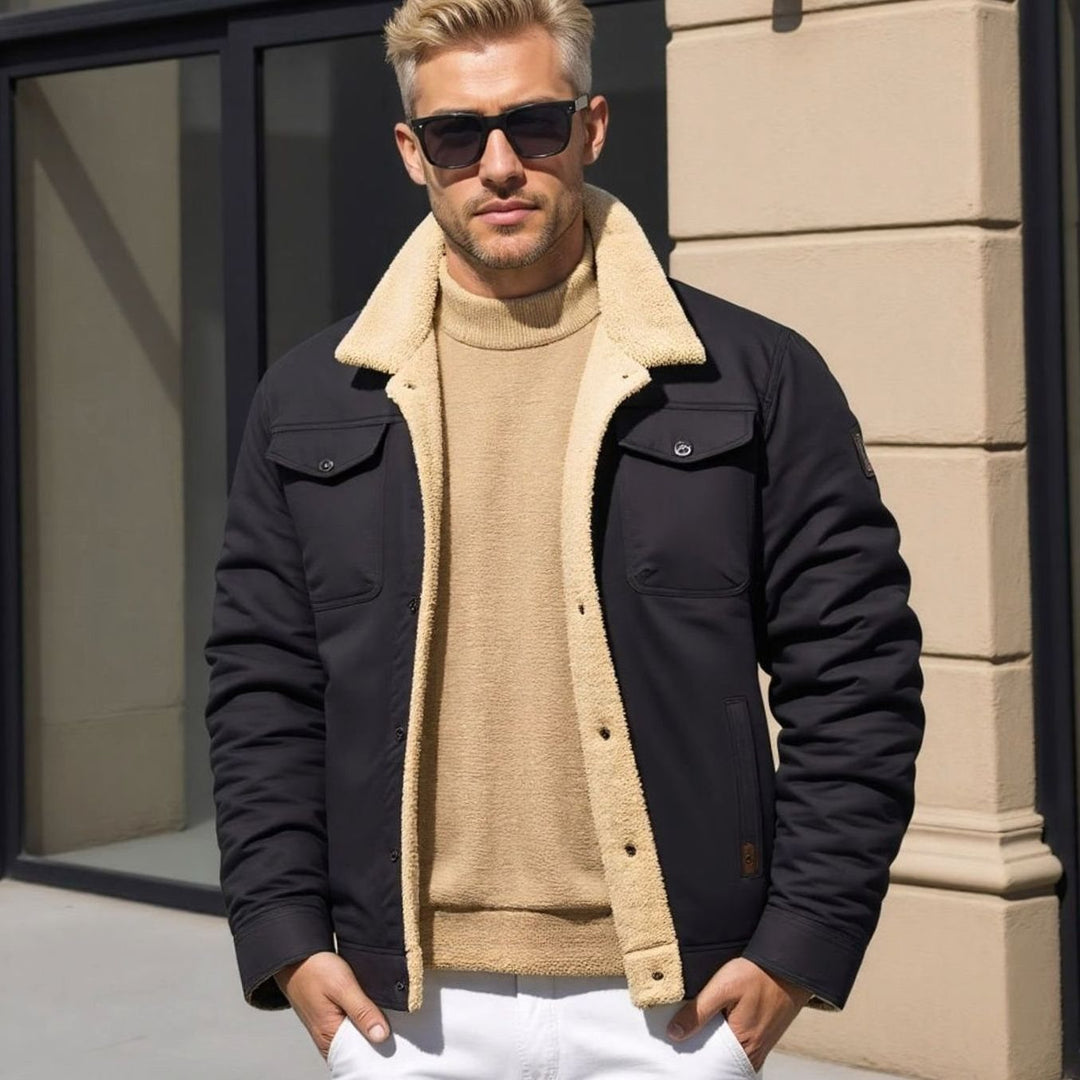 Men's Fleece-Lined Sherpa Collar Casual Jacket
