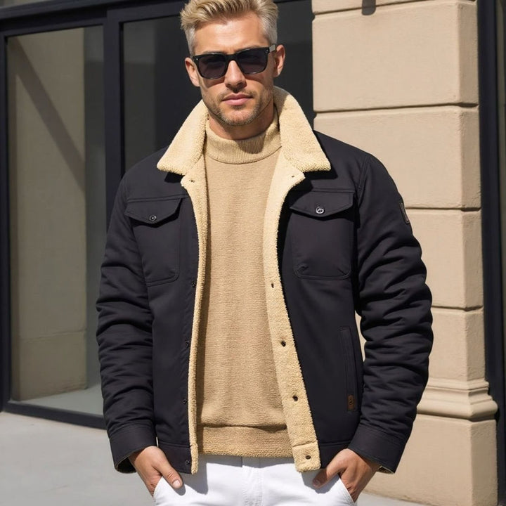 Men's Fleece-Lined Sherpa Collar Casual Jacket