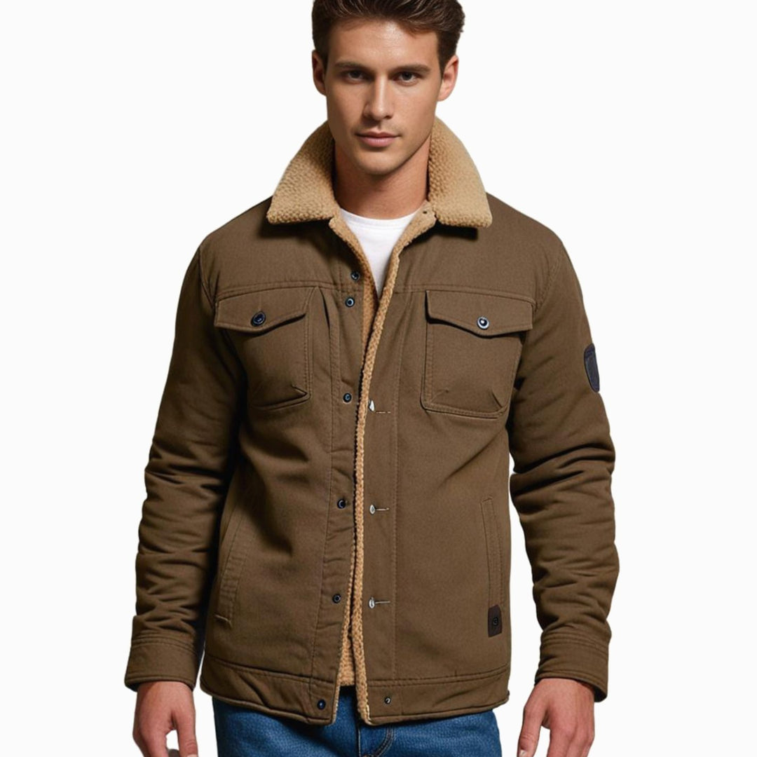 Men's Fleece-Lined Sherpa Collar Casual Jacket