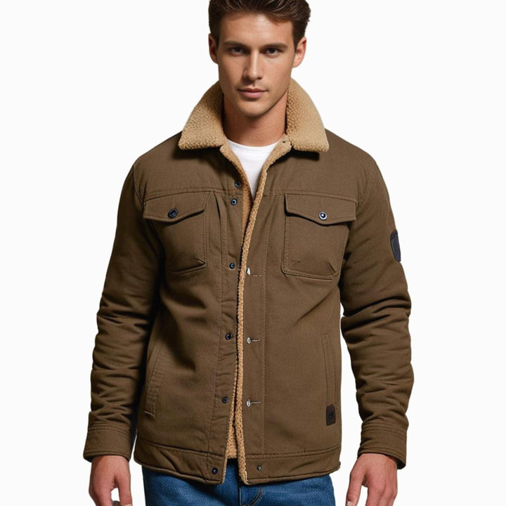 Men's Fleece-Lined Sherpa Collar Casual Jacket