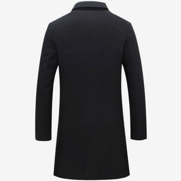 Men's Formal Wool-Blend Single-Breasted Long Overcoat