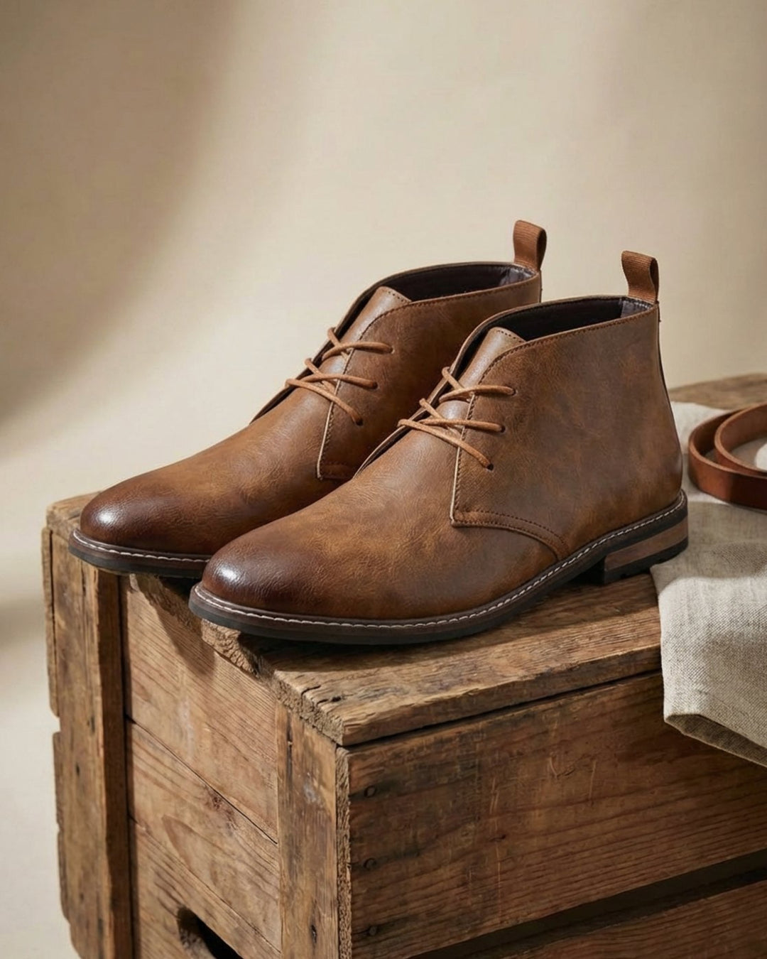 Men's Full-Grain Leather Lace-Up Chukka Boots