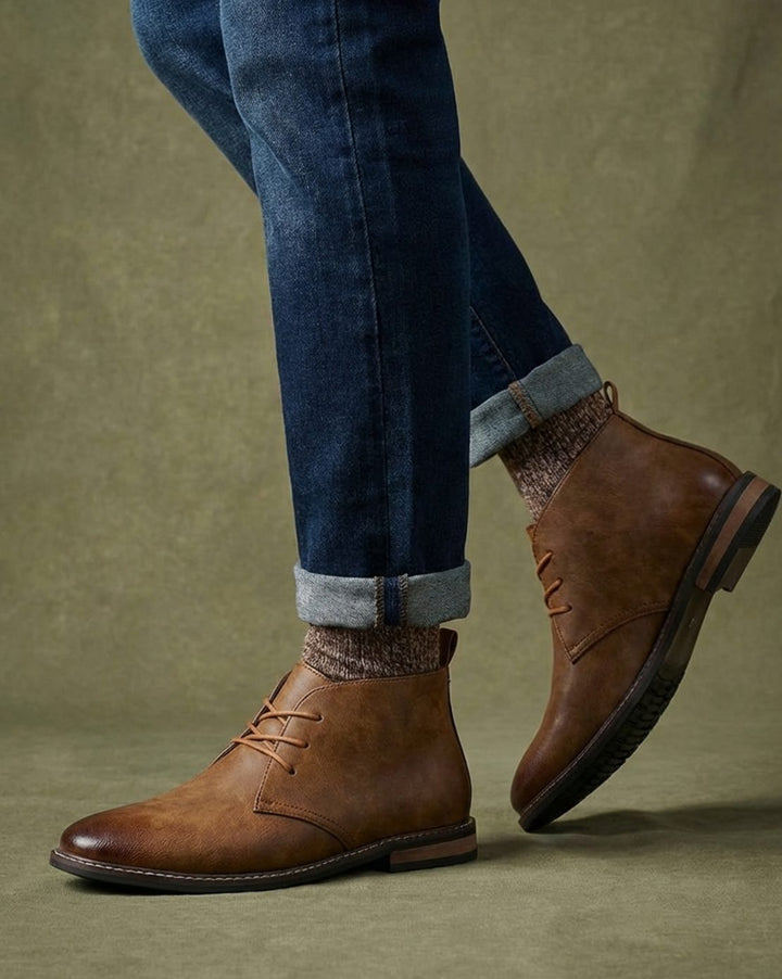 Men's Full-Grain Leather Lace-Up Chukka Boots