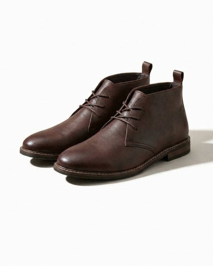 Men's Full-Grain Leather Lace-Up Chukka Boots - Coffee