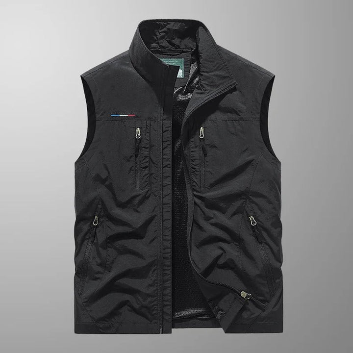 Mens Gilet Lightweight Breathable Multi-Pocket Outdoor Vest - Black