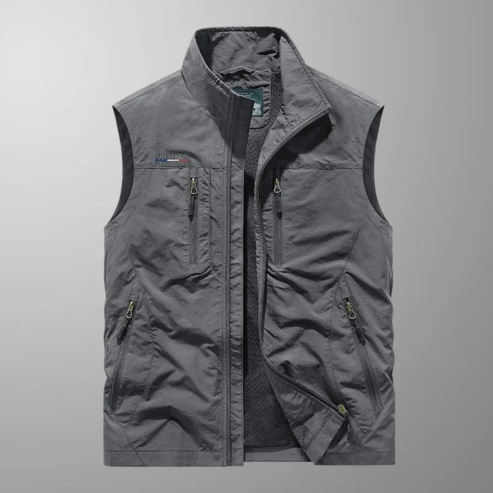 Mens Gilet Lightweight Breathable Multi-Pocket Outdoor Vest - Grey