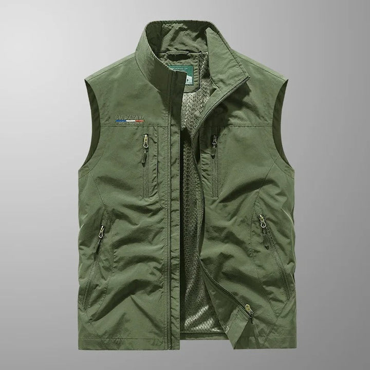 Mens Gilet Lightweight Breathable Multi-Pocket Outdoor Vest - Green